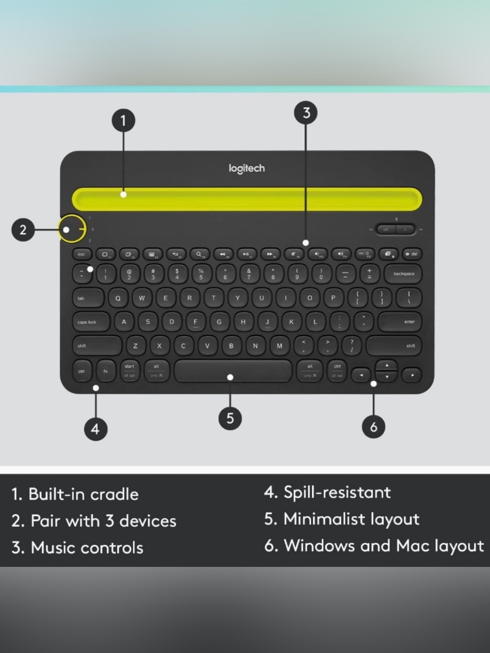 Logitech K480 wireless mukti-device Bluetooth keyboard